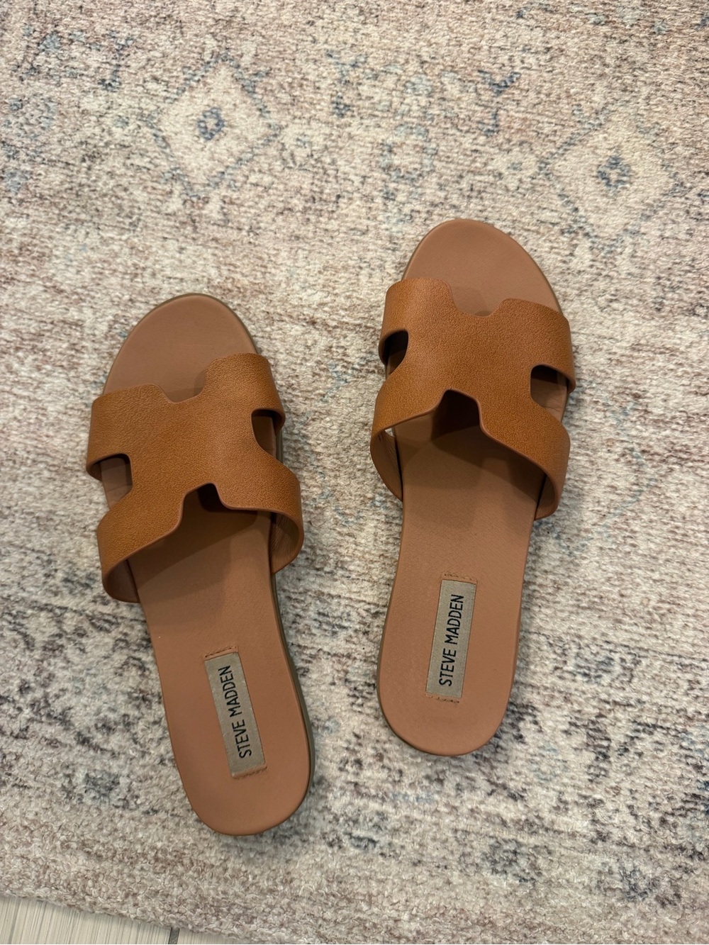 Steve Madden Cognac Brown Slide Sandals